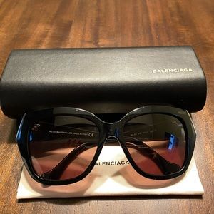Balenciaga Black Acetate Cat Eye Sunglassses BA 99